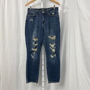 Judy‎ Blue Boyfriend Fit Distressed Jeans Women’s 27 Stretch Raw Hem 5/27